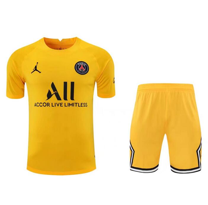 PSG Yellow Training Kits Soccer Shirt with Shorts 2020/21